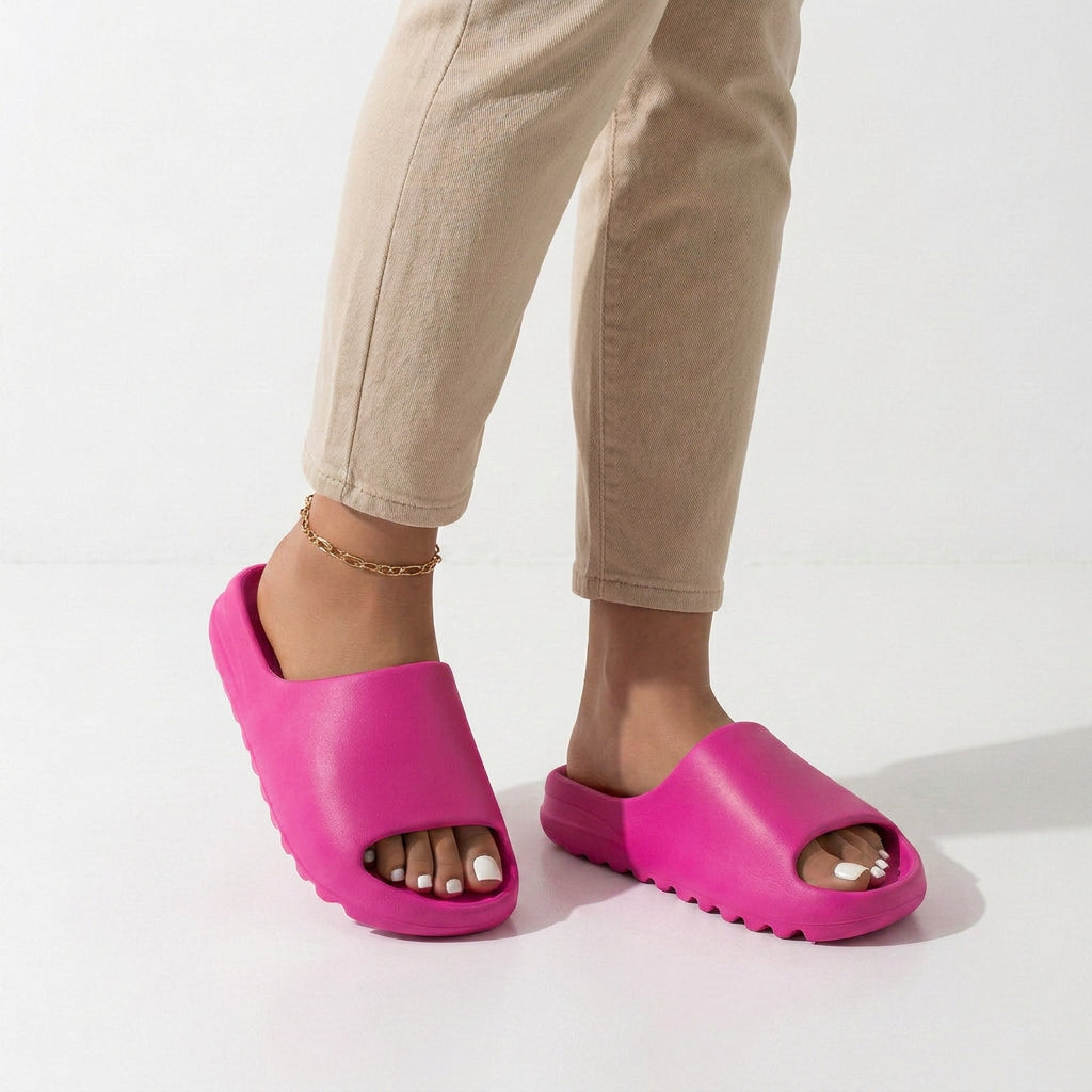 Cushioned Platform Slides with Open Toe