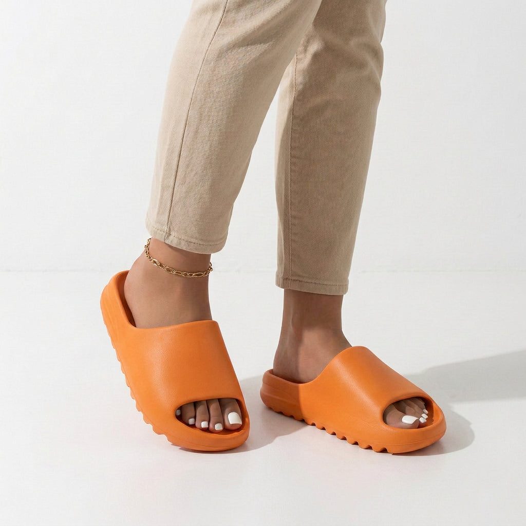 Cushioned Platform Slides with Open Toe