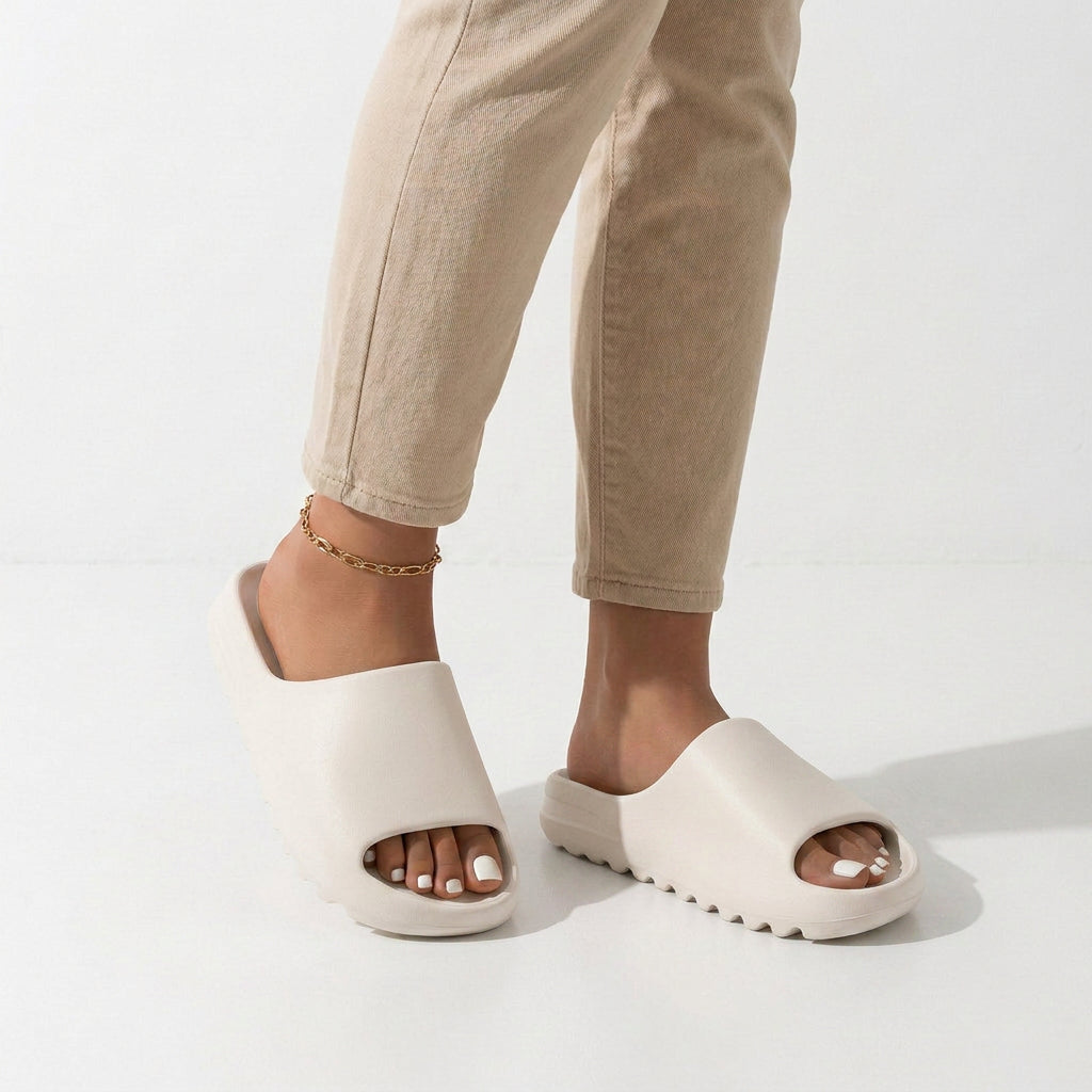 Cushioned Platform Slides with Open Toe