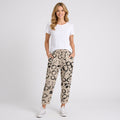 Abstract Print Tapered Trousers with Tie Waist
