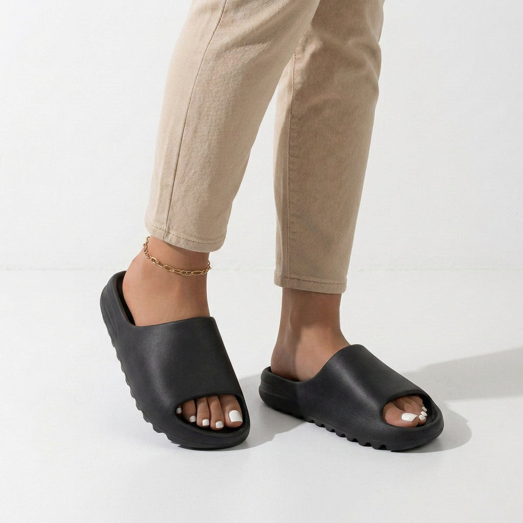 Cushioned Platform Slides with Open Toe