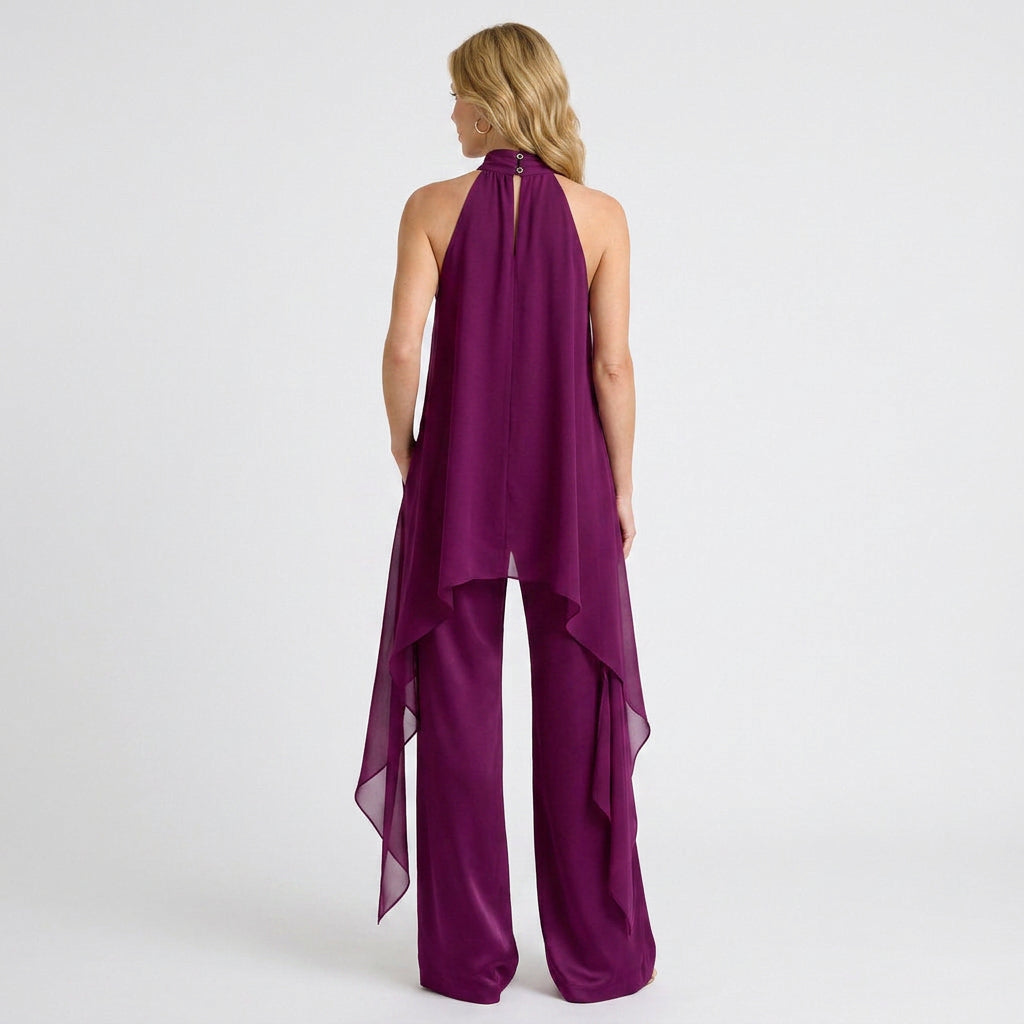 Halter Neck Top and Wide-Leg Trouser Set