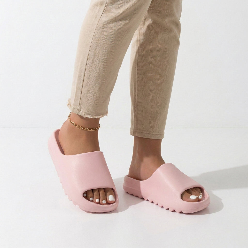 Cushioned Platform Slides with Open Toe
