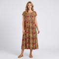 Floral Print A-Line Midi Dress with Pockets