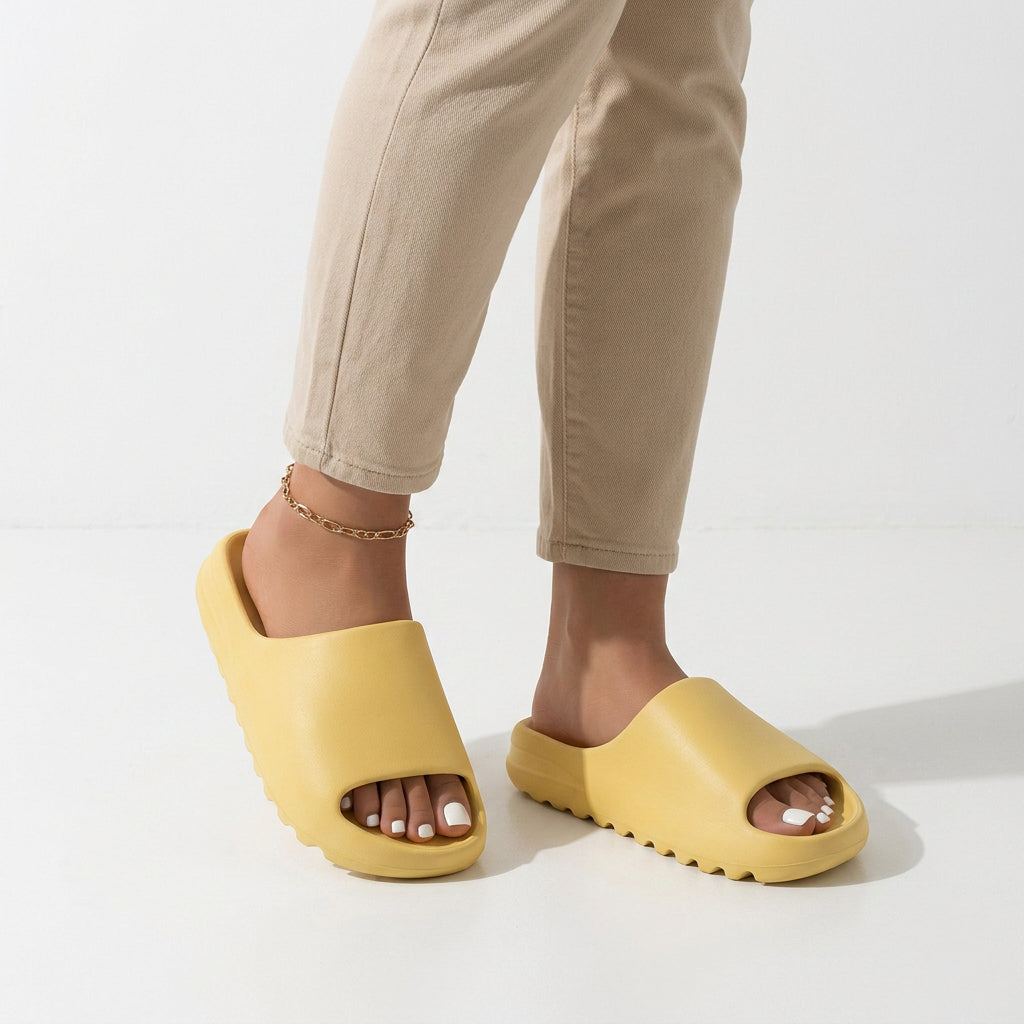 Cushioned Platform Slides with Open Toe