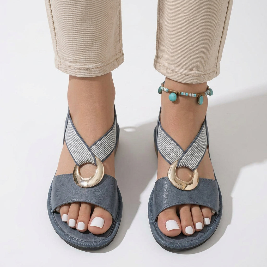 Comfort Wedge Sandals with Ring Detail