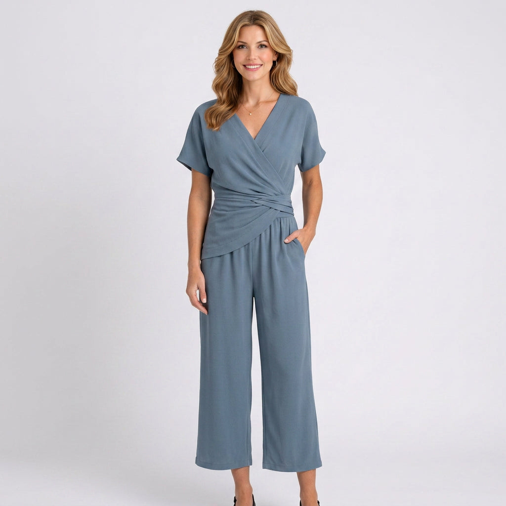 Women’s Wrap Front Cropped Relaxed Fit Set