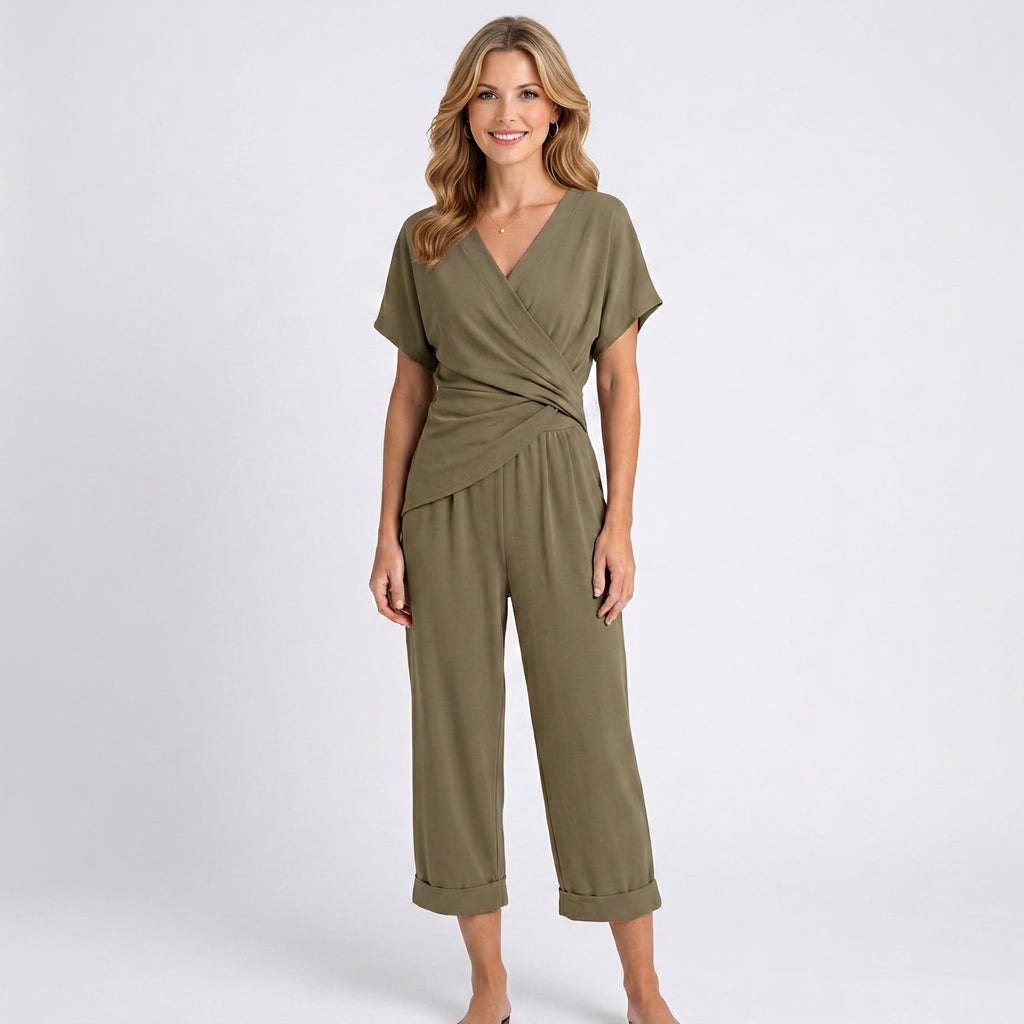 Women’s Wrap Front Cropped Relaxed Fit Set