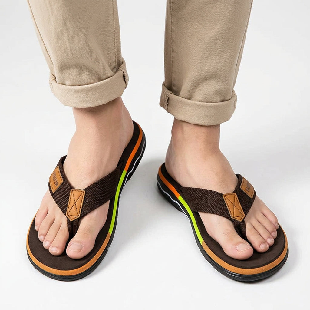 Lightweight Thick Sole Flip Flops with Fabric Strap
