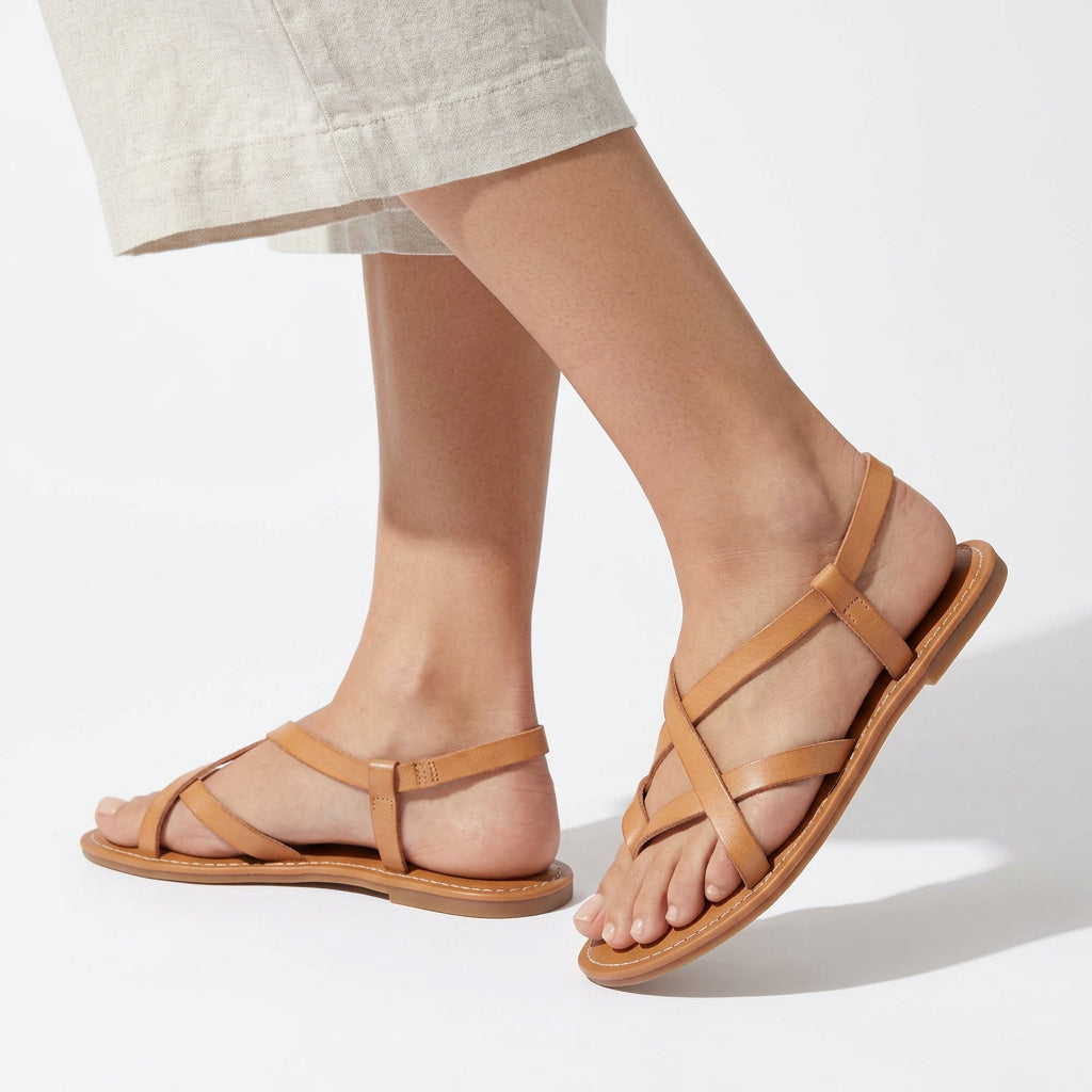 Strappy Flat Sandals with Slingback Strap
