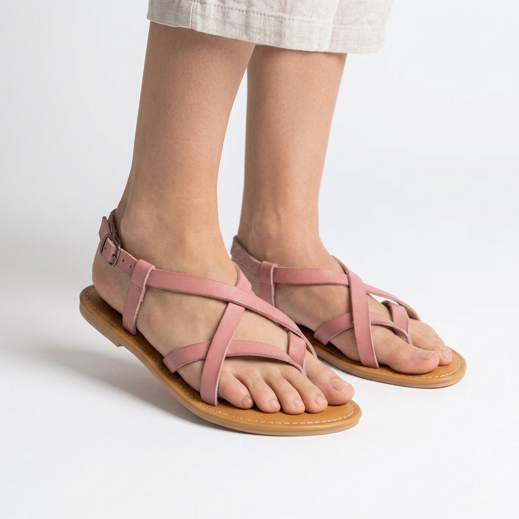 Strappy Flat Sandals with Slingback Strap