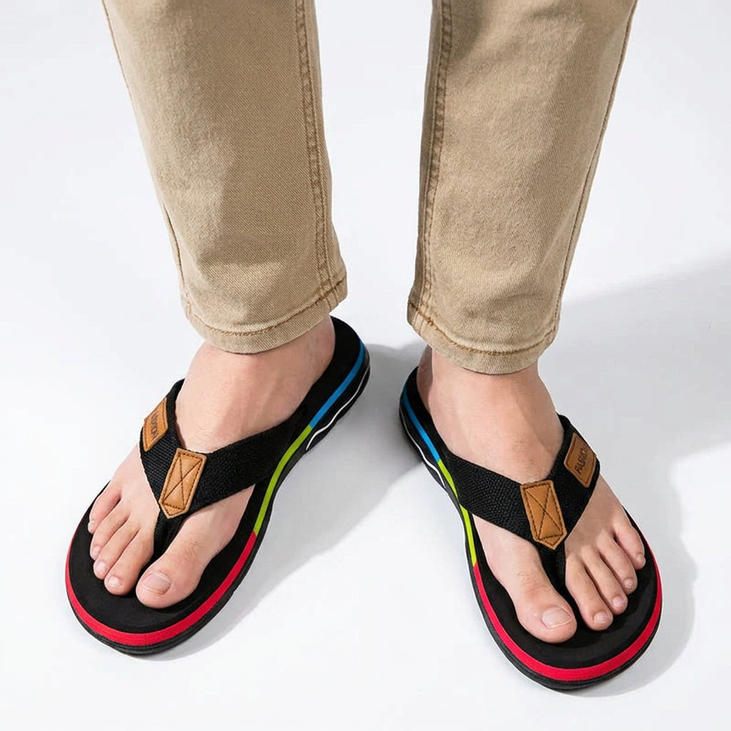Lightweight Thick Sole Flip Flops with Fabric Strap