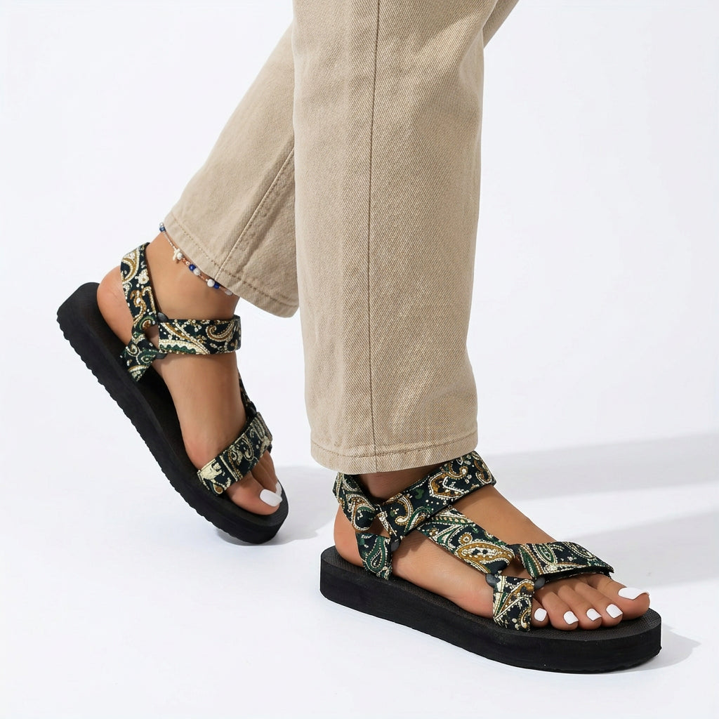 Aztec Print Sport Sandals with Strap Detail