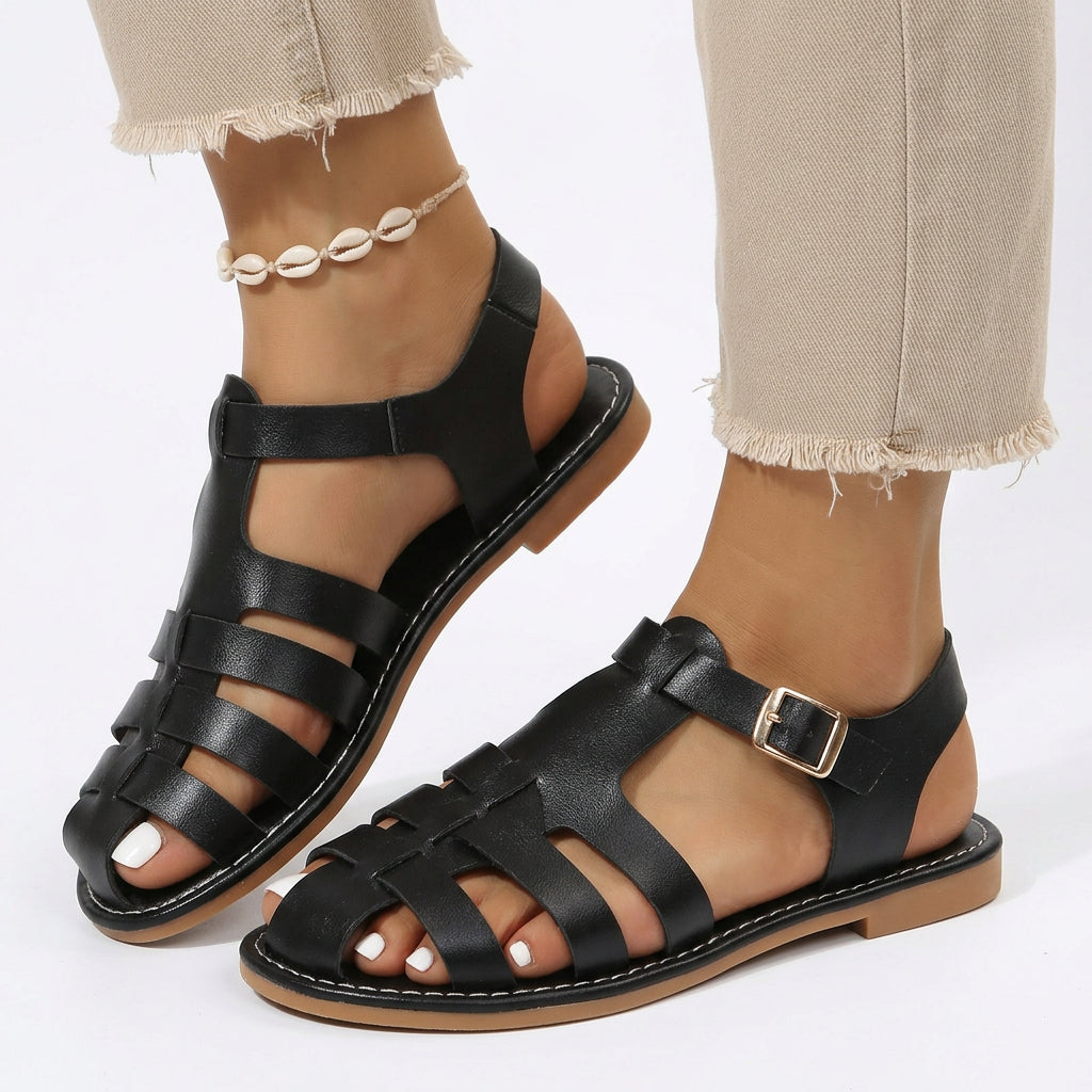 Closed-Toe Woven Fisherman Sandals Flat