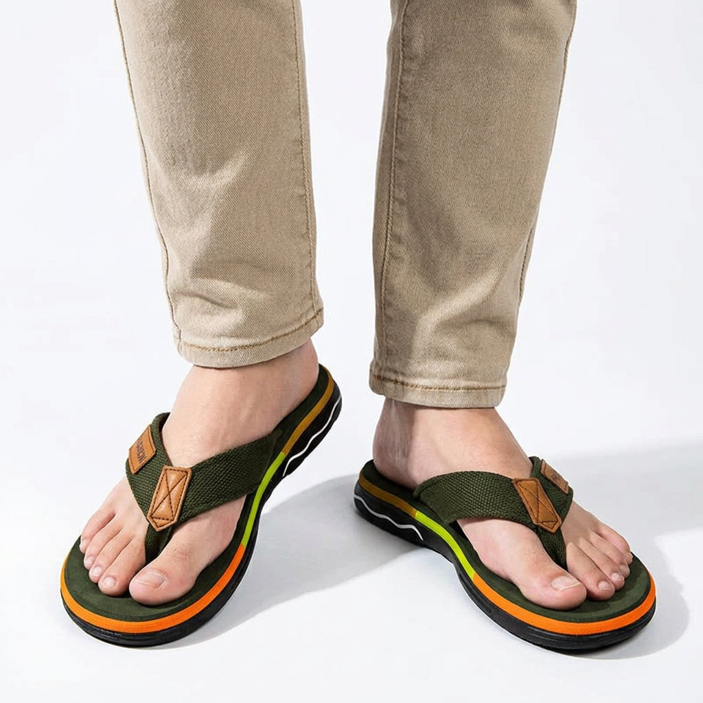 Lightweight Thick Sole Flip Flops with Fabric Strap