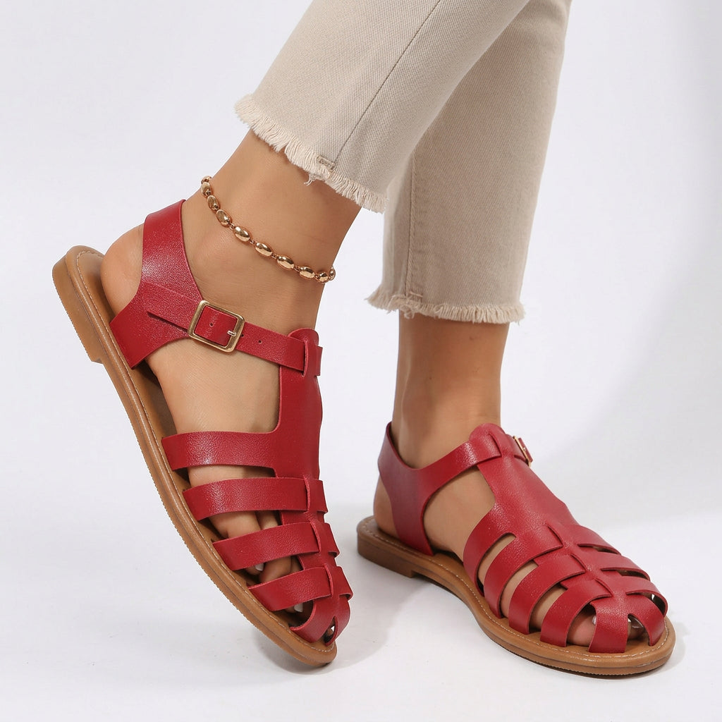 Closed-Toe Woven Fisherman Sandals Flat
