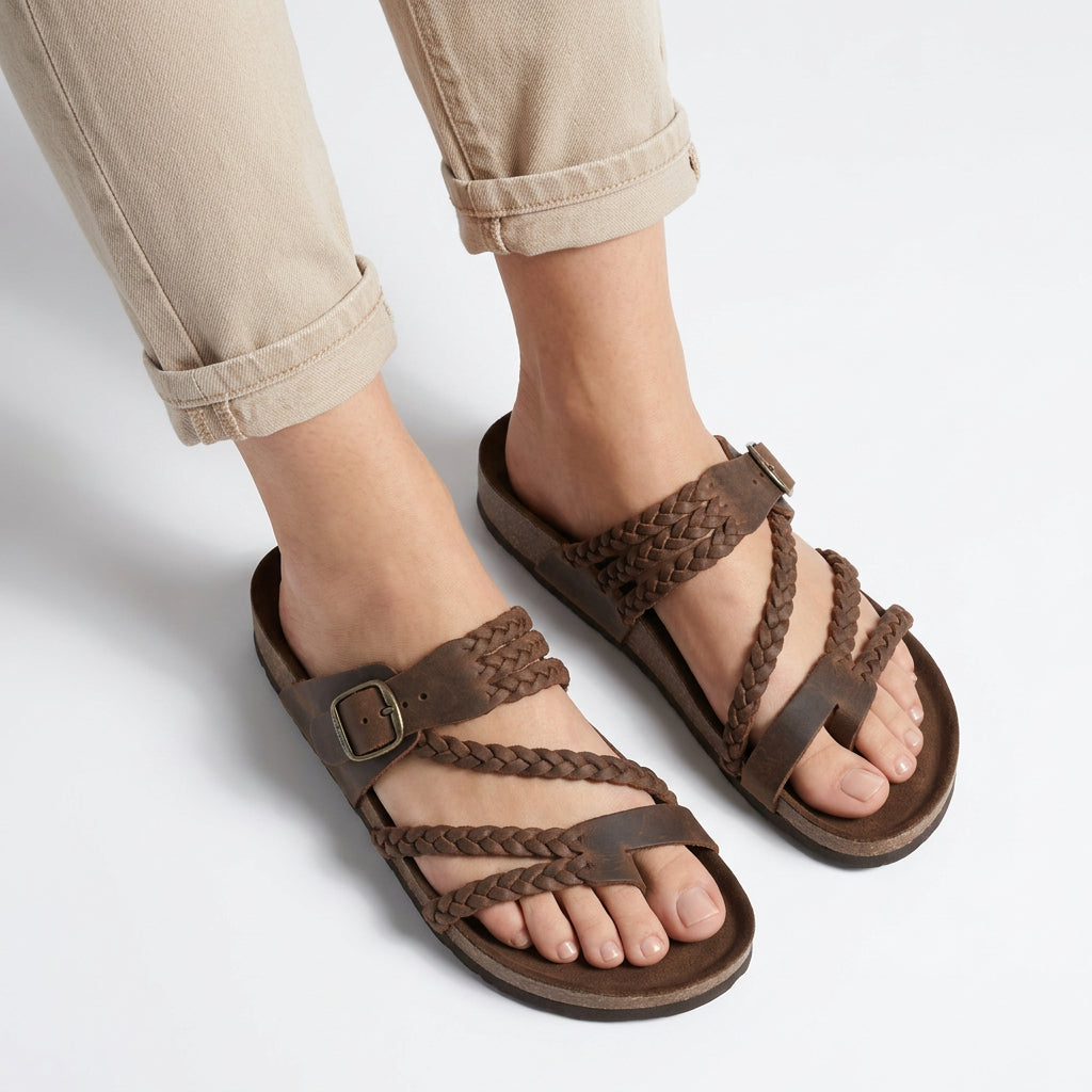 Braided Strap Toe-Loop Footbed Sandals