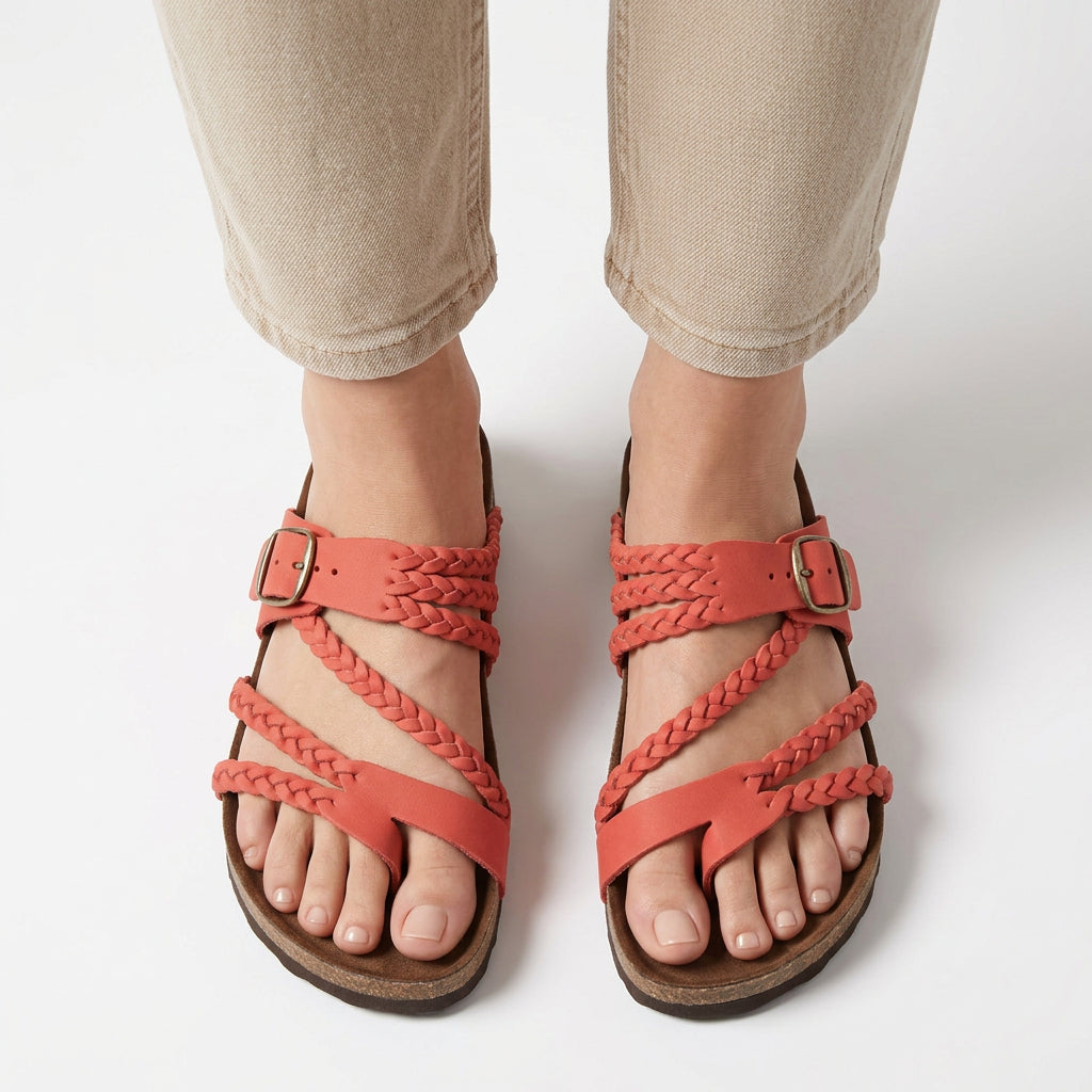 Braided Strap Toe-Loop Footbed Sandals