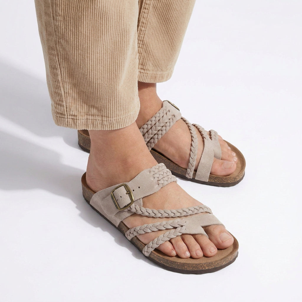 Braided Strap Toe-Loop Footbed Sandals