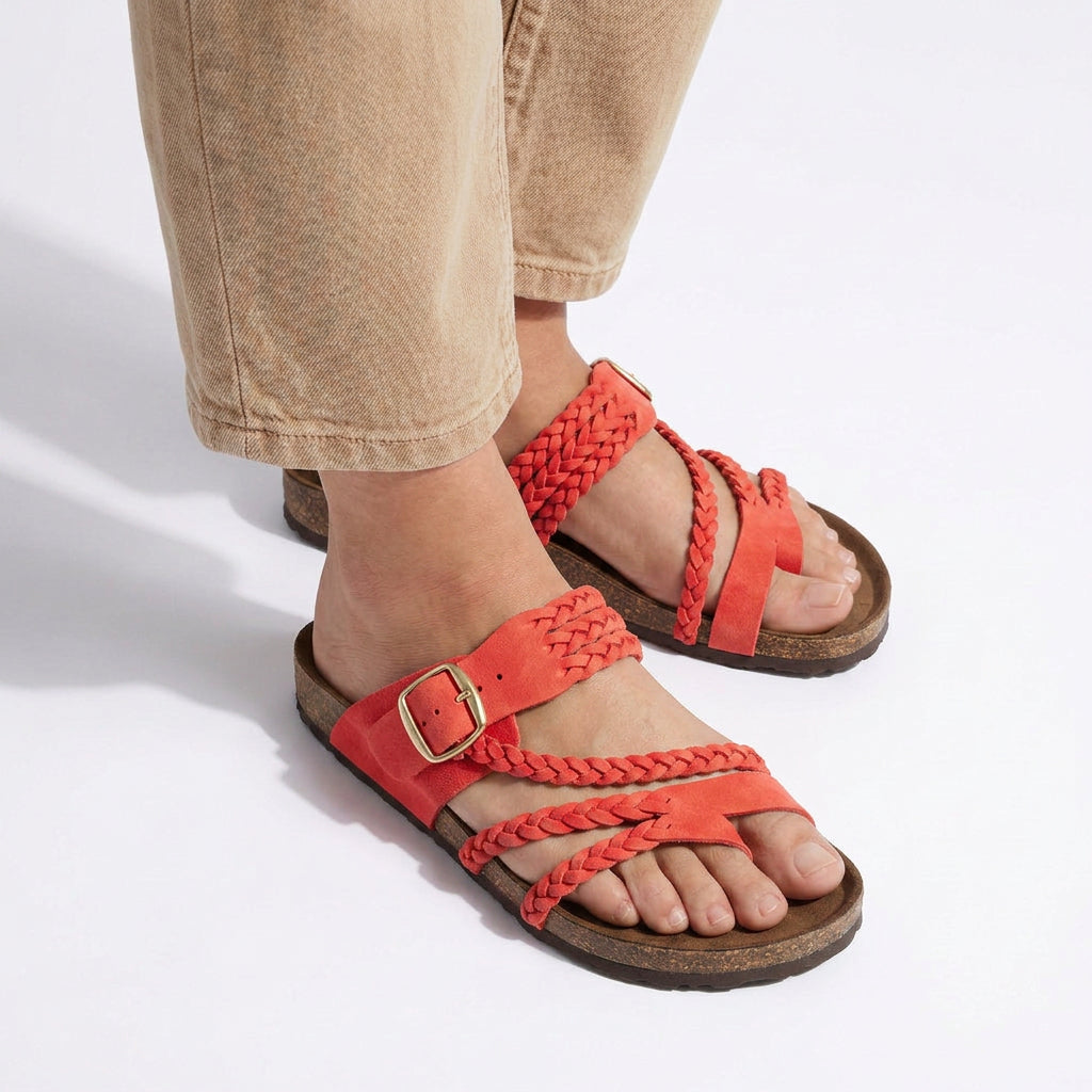 Braided Strap Toe-Loop Footbed Sandals