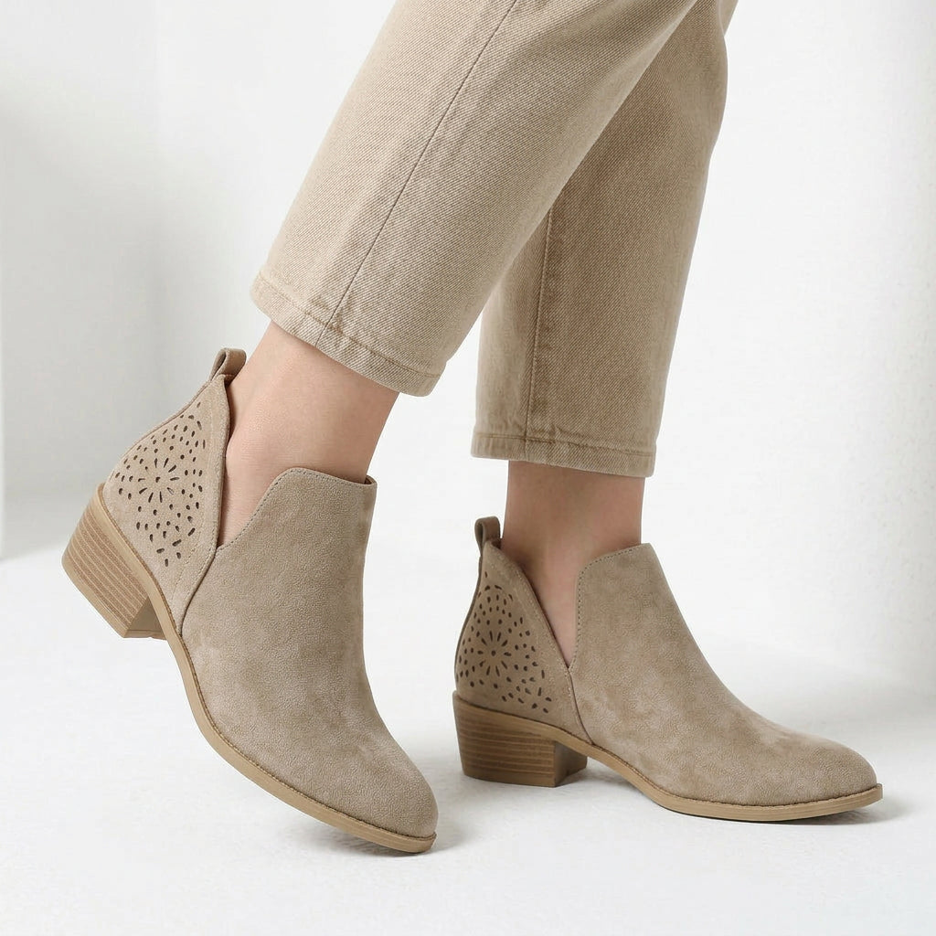 Cut-Out Ankle Boots with Block Heel