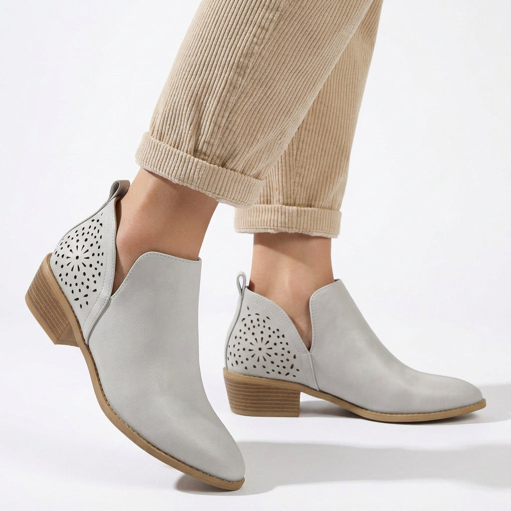 Cut-Out Ankle Boots with Block Heel