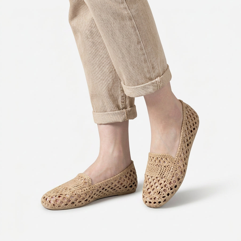 Woven Cutout Slip-On Ballet Flats