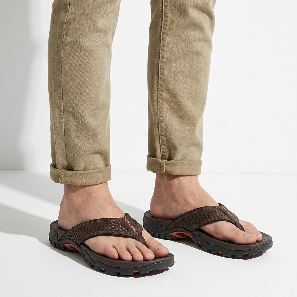 Sport Toe-Post Flip Flops with Rugged Grip Sole