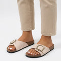 Buckle Detail Footbed Slide Sandals