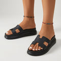 Cut-Out Band Platform Slide Sandals