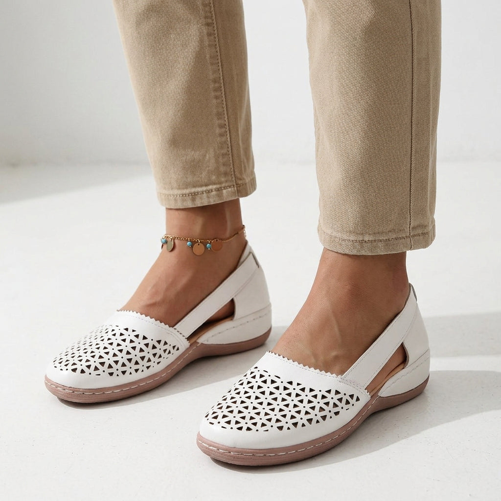 Closed-Toe Cut-Out Slip-On Wedge Sandals