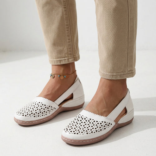 Closed-Toe Cut-Out Slip-On Wedge Sandals