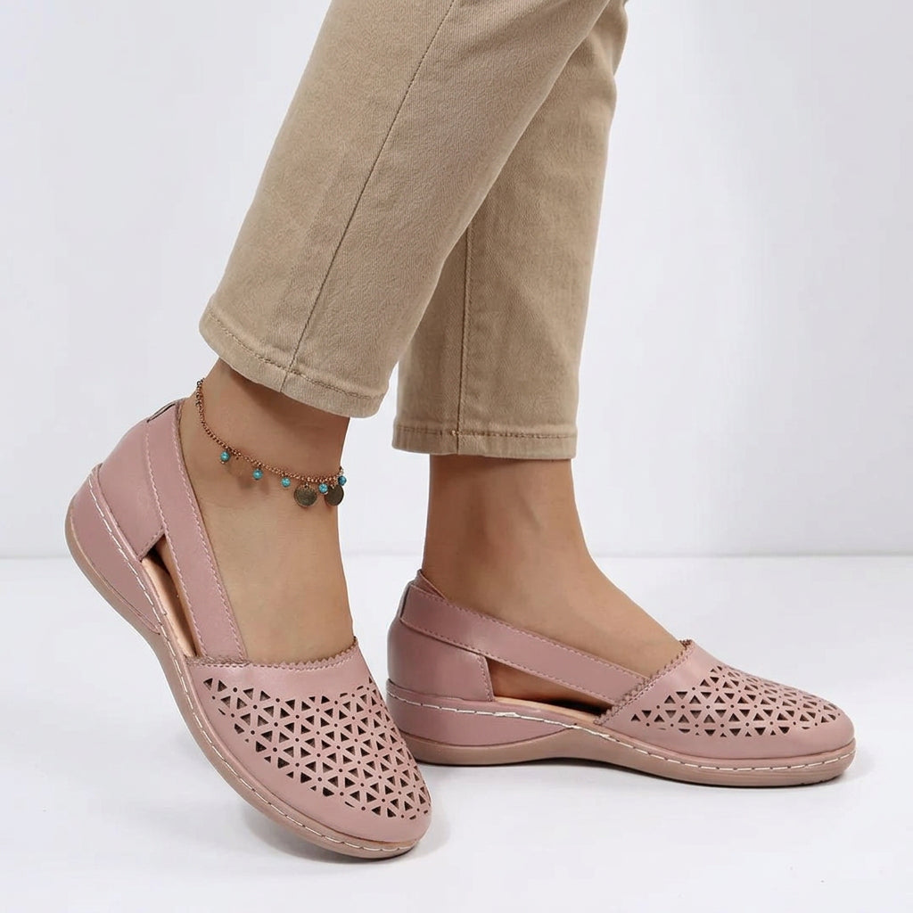 Closed-Toe Cut-Out Slip-On Wedge Sandals
