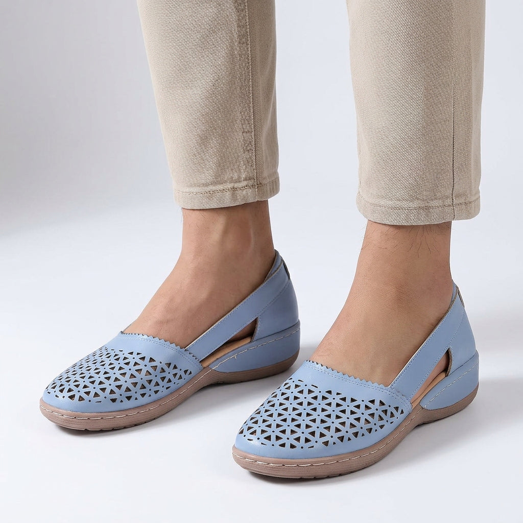 Closed-Toe Cut-Out Slip-On Wedge Sandals