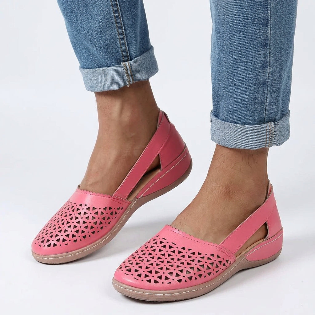 Closed-Toe Cut-Out Slip-On Wedge Sandals