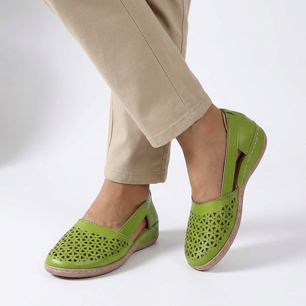 Closed-Toe Cut-Out Slip-On Wedge Sandals
