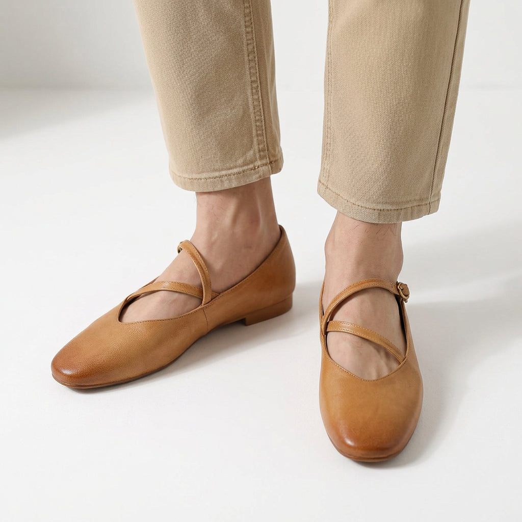 Cross-Strap Mary Jane Ballet Flats