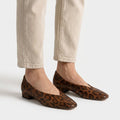Leopard Print Square Toe Slip-On Flats