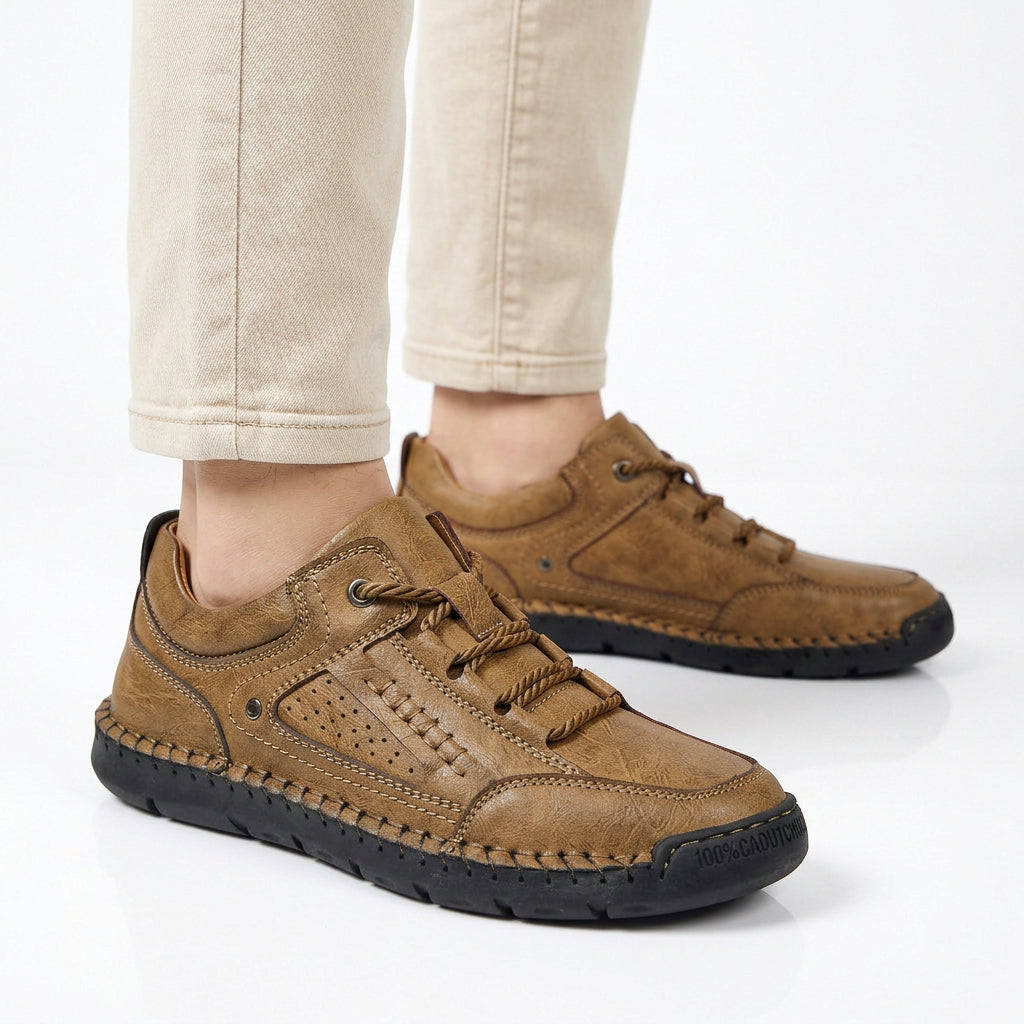 Hand-Stitched Leather Lace-Up Casual Shoes for Men