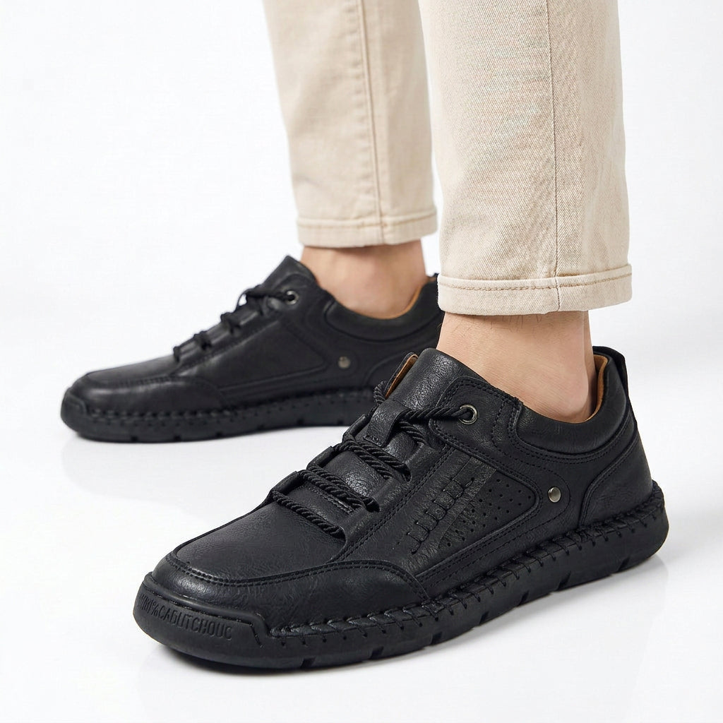 Hand-Stitched Leather Lace-Up Casual Shoes for Men