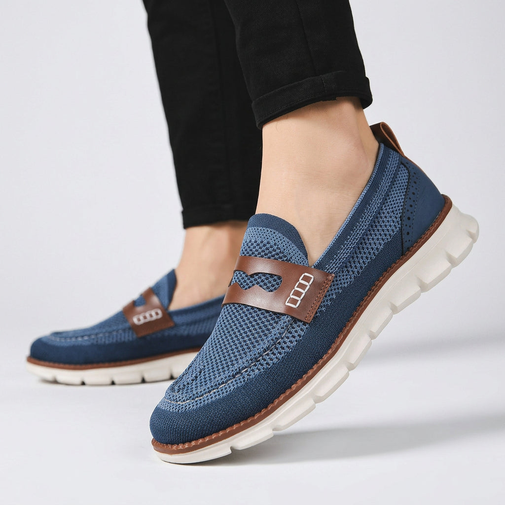 Knit Mesh Slip-On Loafers with Lightweight Sole