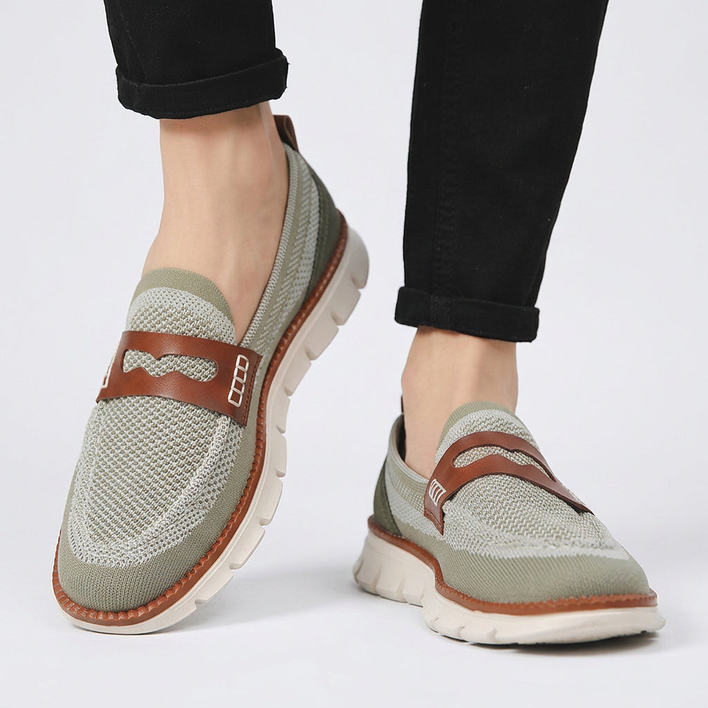 Knit Mesh Slip-On Loafers with Lightweight Sole