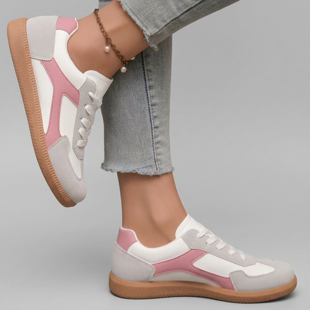 Retro Lace-Up Colour Block Trainers