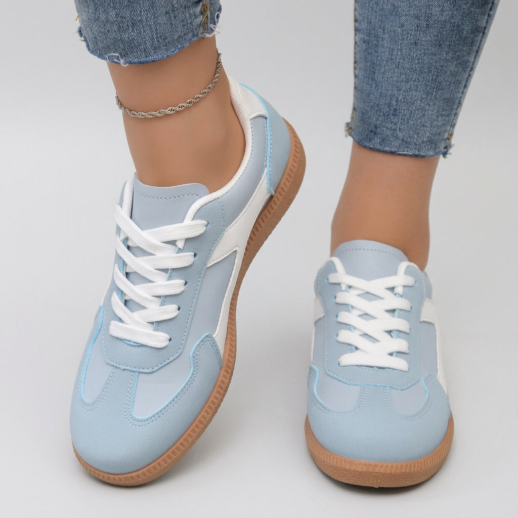 Retro Lace-Up Colour Block Trainers