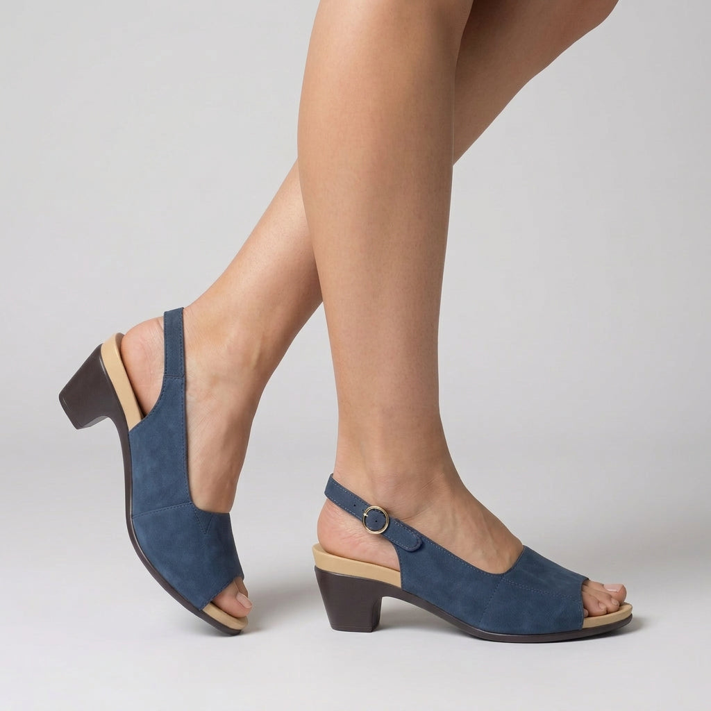 Peep-Toe Block Heel Slingback Sandals