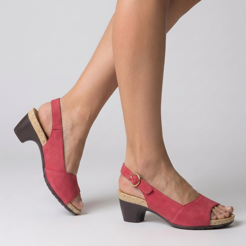 Peep-Toe Block Heel Slingback Sandals