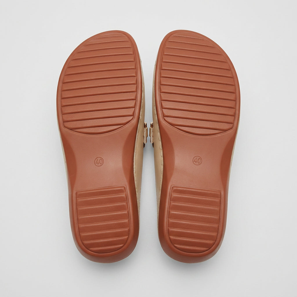 Gold Chain Detail Platform Slide Sandals