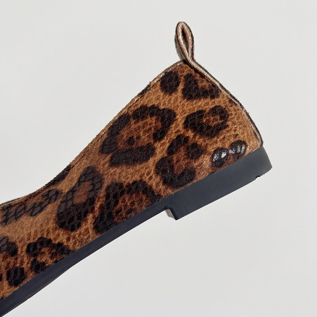Leopard Print Square Toe Slip-On Flats