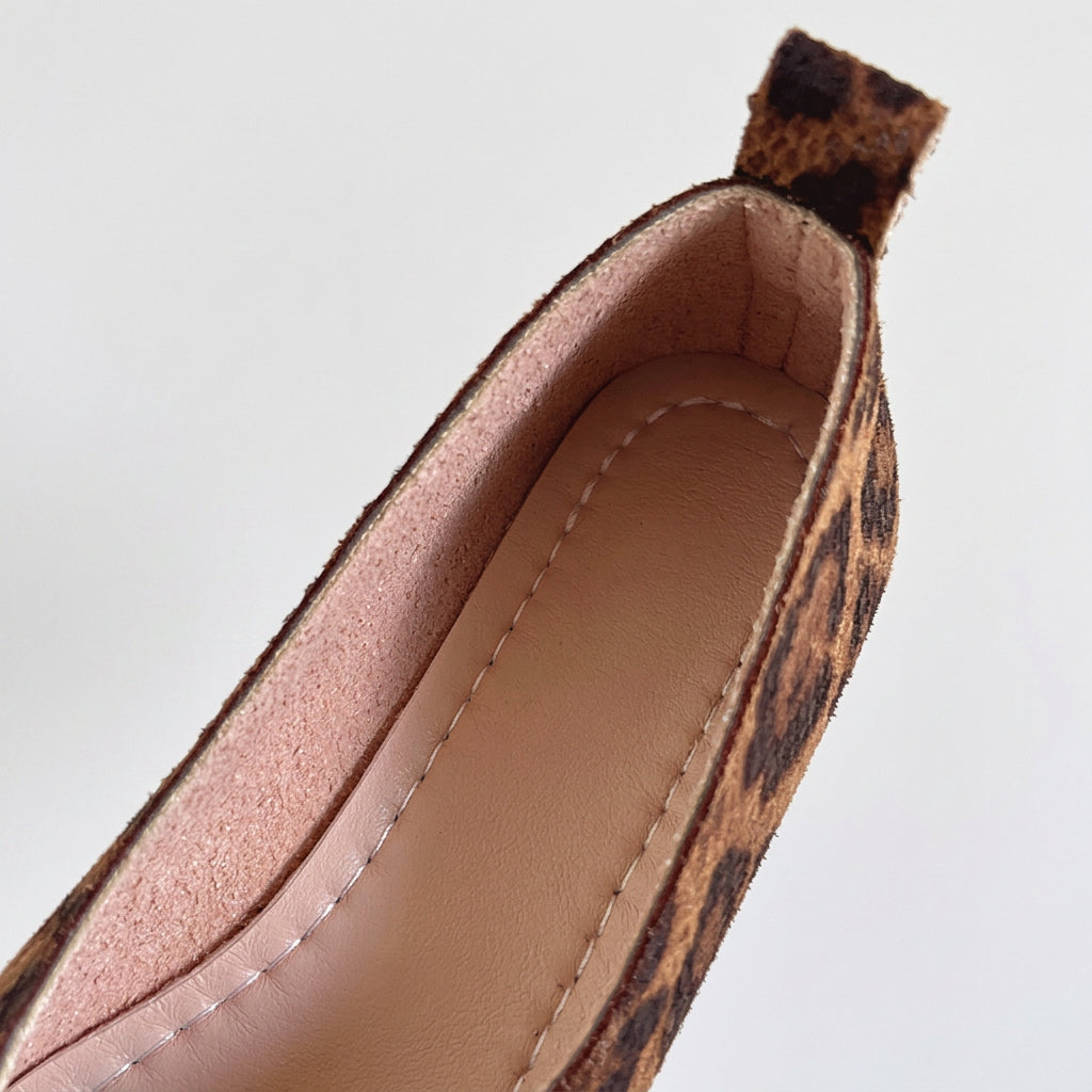 Leopard Print Square Toe Slip-On Flats