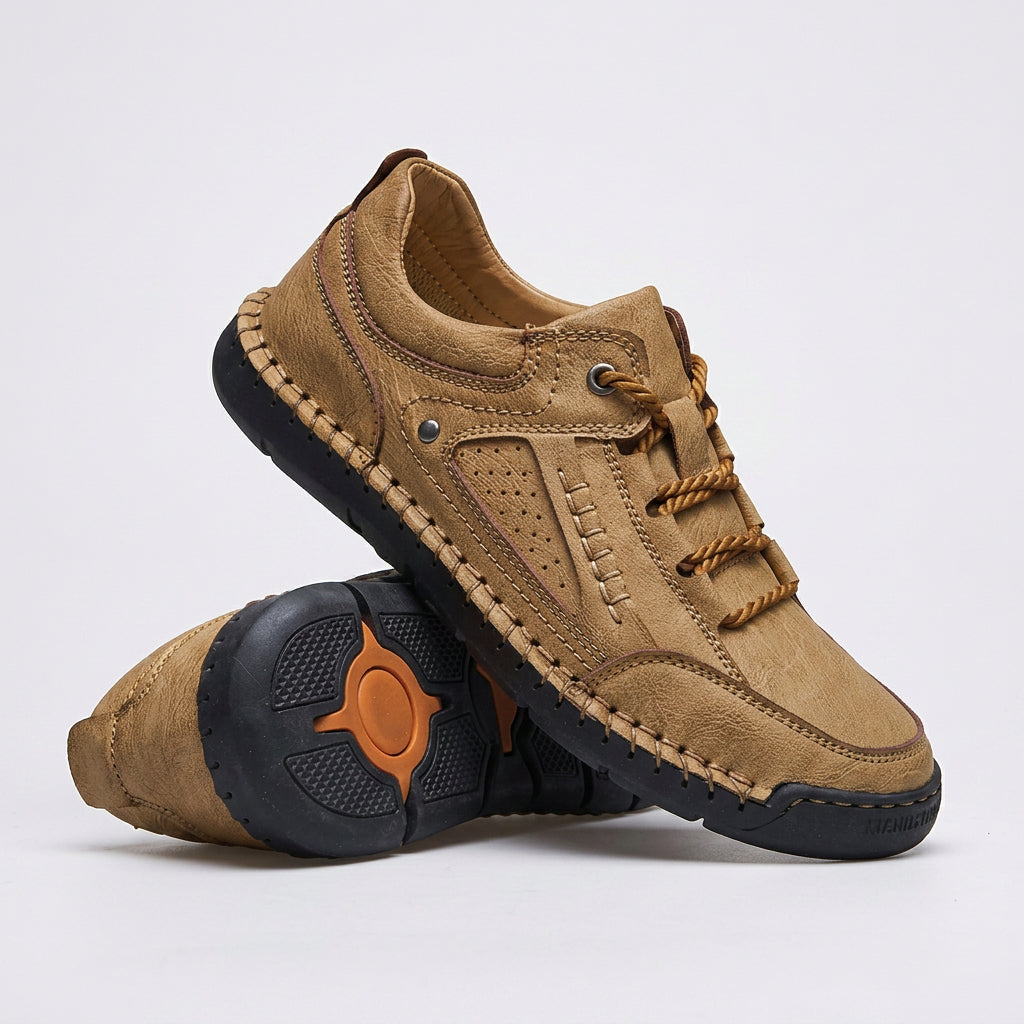 Hand-Stitched Leather Lace-Up Casual Shoes for Men
